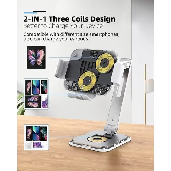 Wireless Charger Stand for Z Fold 7/6/5/4/3, Aluminium Alloy Charging Station [3 - Picture 3 of 6